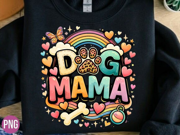 Dog Mama Rainbow Heart Paw PNG: A Design Asset