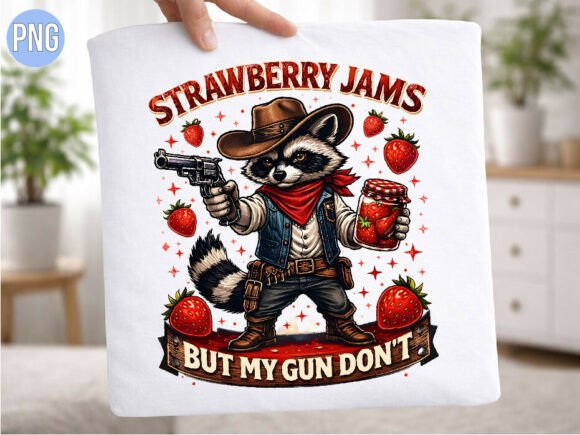 Funny Raccoon Cowboy Strawberry Jams PNG: A Designer's Asset