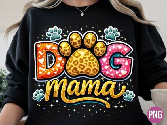 Golden Glitter Gold Pink Dog Mama PNG: A Designer's Delight