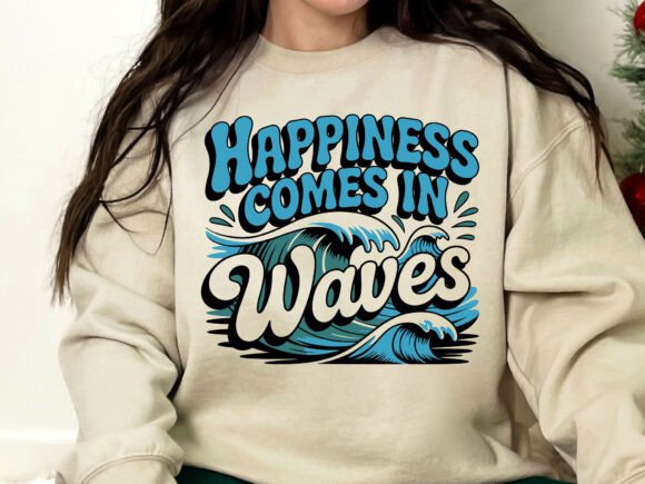 Happiness Comes in Waves SVG: Coastal Design Elements