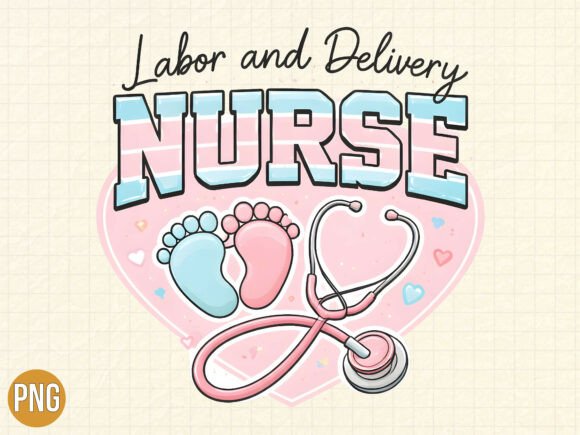Labor and Delivery Nurse Baby Feet PNG for Design