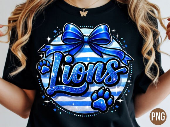 Lions Blue Bow Paw Print Spirit PNG: A Designer's Asset
