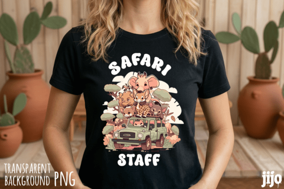 Safari Elephant Giraffe Jeep PNG: Dynamic Design Asset