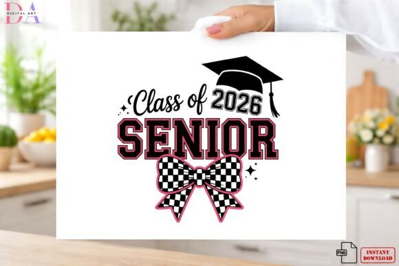 Senior 2026 Checkered Bow Graduation PNG: A Design Asset