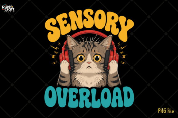 Sensory Overload Cute Cat Headphones PNG: Design for Connection