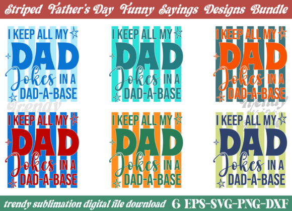 Striped Funny Fathers Day SVG PNG Bundle: Creative Design Assets