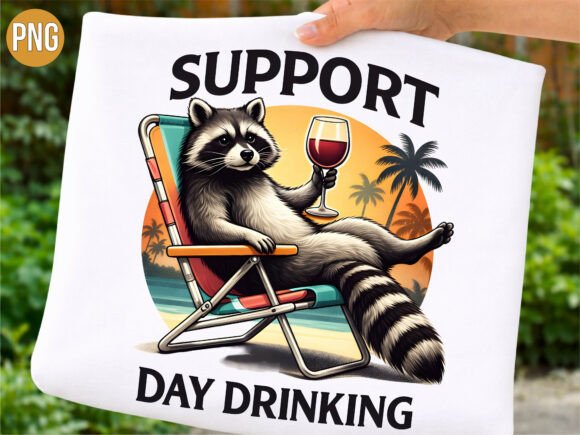 Support Day Drinking Raccoon Summer PNG for Vibrant Design Projects